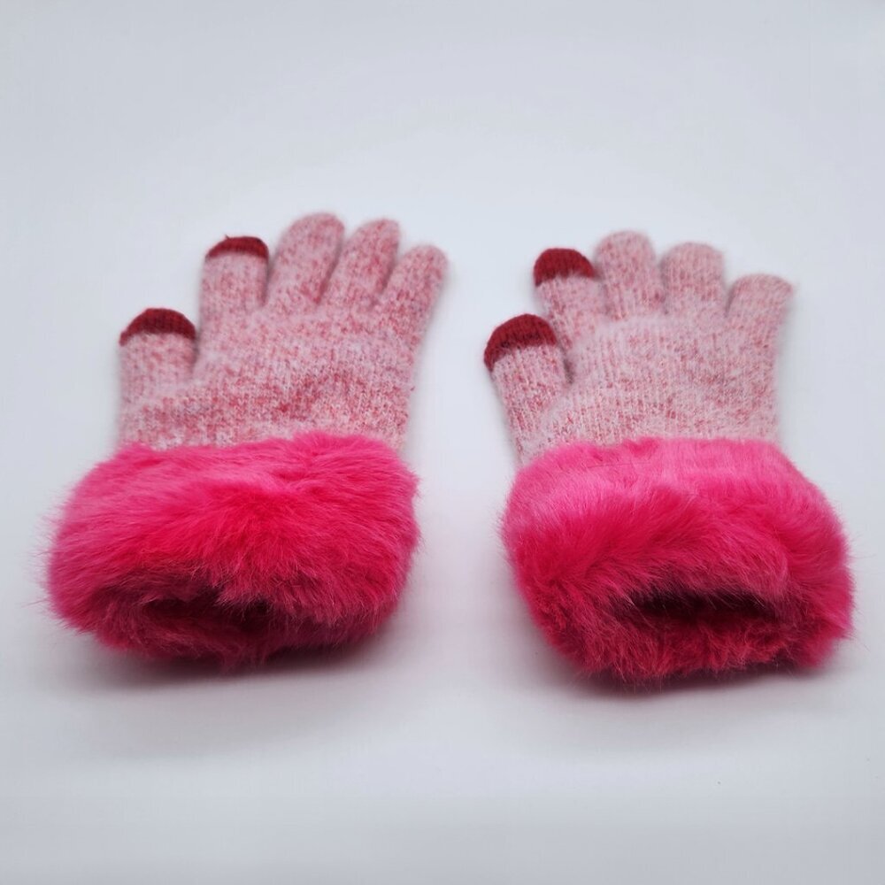 💙 Kids pinks fuzzy gloves, winter gloves with touch screen fingertips, cute - Picture 9 of 10